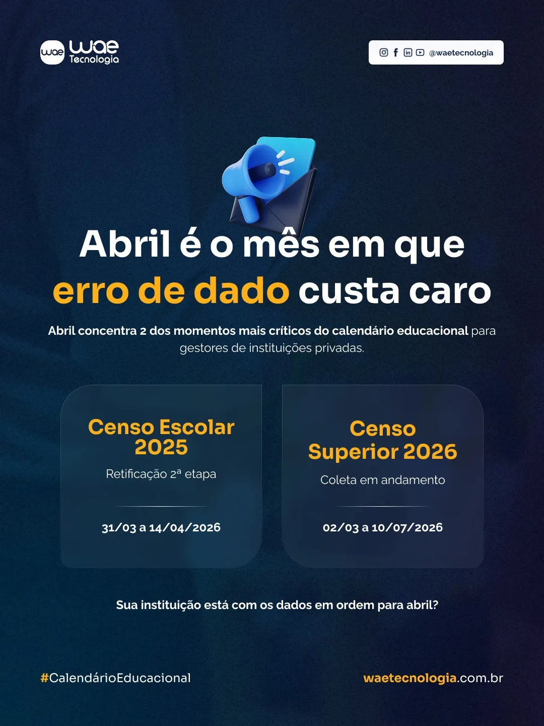Criativo 2 publicado no Instagram da WAE Tecnologia